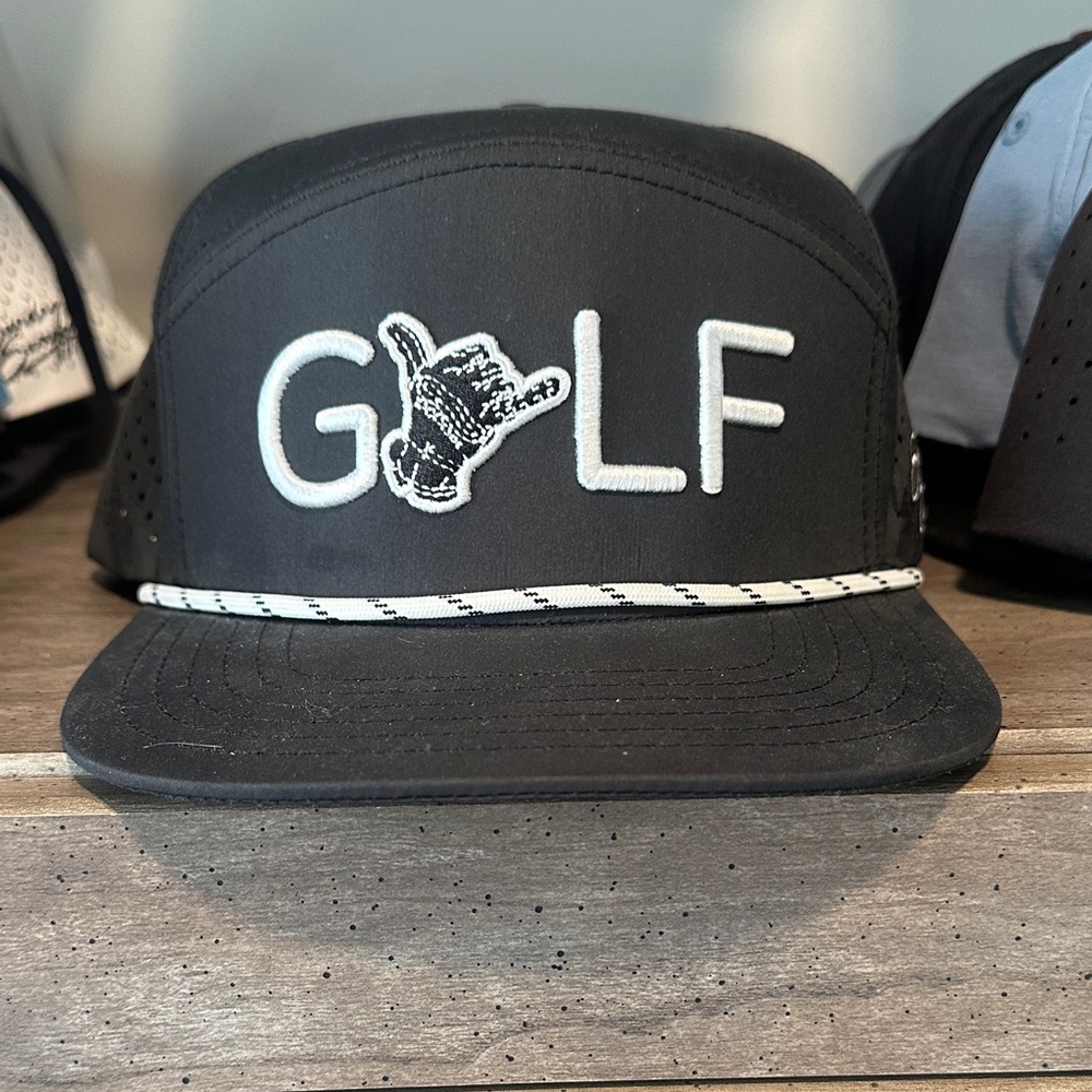 Black Golf Cap with White Embroidery
